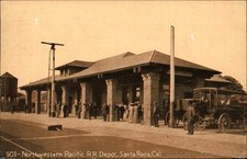 Cartão postal SANTA ROSA CA Northwestern Pacific Railroad Train Station Depot SEPIA comprar usado  Enviando para Brazil