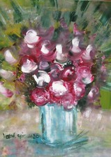 Flores no vaso acrílico sobre tela 40x60cm comprar usado  Enviando para Brazil