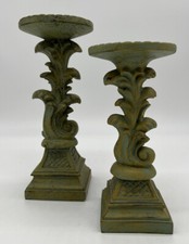2 Castiçais Piller Vintage Francês Base Pesada Resina Antiquado Velho Mundo Gótico, usado comprar usado  Enviando para Brazil