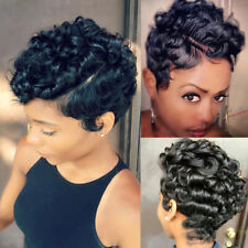 Perucas curtas pretas encaracoladas corte pixie 13x4 frente de renda 100% cabelo humano sem cola comprar usado  Enviando para Brazil