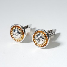 Abotoaduras vintage mexicanas Sergio Bustamante Sun Face prata esterlina ouro 22K comprar usado Abotoaduras vintage mexicanas Sergio Bustamante Sun Face prata esterlina ouro 22K comprar usado  Enviando para Brazil