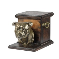 Staffordshire Bull Terrier, Staffy - urna para cinzas de cachorro com estatueta, elegante comprar usado  Enviando para Brazil