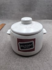 Vaso de cerveja vintage branco etiqueta preta tampa West Bend grés comprar usado  Enviando para Brazil