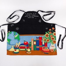 Avental de babador com bolsos livros de alfabeto escolar flores escola professor gravatas, usado comprar usado  Enviando para Brazil