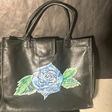 Bolsa tote floral de couro preto fóssil em excelente estado usado upcycled presente boêmio bolsa de presente comprar usado  Enviando para Brazil