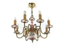 Candelabro italiano romântico padrão flor porcelana rosa latão 8 luzes braço vi comprar usado  Enviando para Brazil