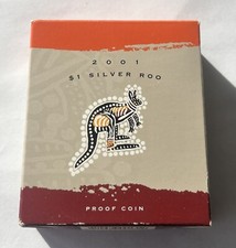 2001 $1 Arte Indígena Prata Roo 1oz Moeda Prova de Prata - Caixa e Certificado de Autenticidade comprar usado  Enviando para Brazil