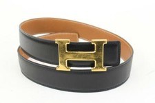Kit de cinto Hermès preto x marrom 32mm logotipo H fivela dourada 3h318s, usado comprar usado  Enviando para Brazil