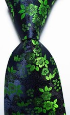 Nova gravata masculina clássica floral preta verde tecido jacquard 100% seda comprar usado  Enviando para Brazil