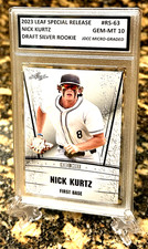 NICK KURTZ 2023 Leaf Draft Graded GEM-MT 10 Silver Edition ROOKIE #RS-68. Certificado de autenticidade! comprar usado  Enviando para Brazil