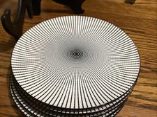 Conjunto de 5 pratos de salada de cerâmica padrão tracejado preto e branco Royal Norfolk 7,5" comprar usado  Enviando para Brazil