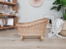 Wiklinowa kołyska dla lalek naturalna łóżeczko drewniane dla lalki na sprzedaż  PL