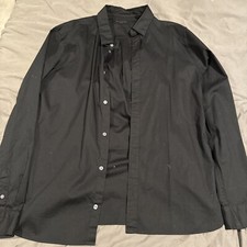 Camisa masculina ALL SAINTS Hawthorne slim stretch fit tamanho XL preta comprar usado  Enviando para Brazil