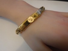 Pulseira estilo identificação elos apertados vintage esterlina Vermeil 925 Sgd. Moeda 80 FM 14 K comprar usado  Enviando para Brazil