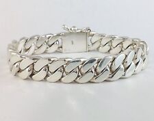 PULSEIRA MASCULINA PRATA ESTERLINA 925 CORRENTE DE MEIO-FIO CUBANA PESADA VOLUMOSA MOTOCICLISTA 8" 70G comprar usado  Enviando para Brazil