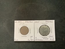 Lote de 2 monedas Bután 1951/1975 Pice/Chetrums XF/UNC. R8716 segunda mano  Embacar hacia Mexico