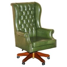 CADEIRA GIRATÓRIA DE COURO VERDE FINO CHESTERFIELD PRESIDENTES CAPITÃES WINGBACK ESCRITÓRIO, usado comprar usado  Enviando para Brazil