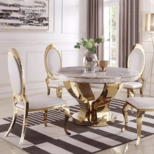 Złoty stół glamour Davson Gold okrągły 130 cm blat szklany nowoczesny na sprzedaż  PL