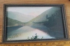 Fotografia colorida à mão ECHO LAKE emoldurada Franconia Notch Sawyer? Bicknell? comprar usado  Enviando para Brazil