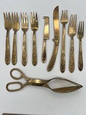 10 cuchillos, tenedores y tijeras de latón de bronce vintage de Buda de Tailandia de dos piezas segunda mano  Embacar hacia Mexico