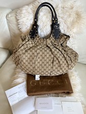 Bolsa de ombro Gucci Pelham grande com detalhe de parafuso prisioneiro bege ébano GG couro marrom, usado comprar usado  Enviando para Brazil