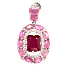 Pingente de prata esterlina 925 folheado a ouro branco rubi vermelho e zircão branco, usado comprar usado  Enviando para Brazil