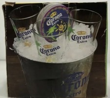 Corona Extra 19 peças. Conjunto de presente balde de gelo (4) 8 oz. Copos para pub, (14) porta-copos bar comprar usado  Enviando para Brazil