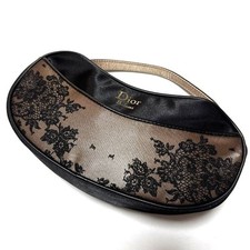 Bolsa de mão Christian Dior mini bolsa renda floral bege dourado x preto muito boa comprar usado  Enviando para Brazil