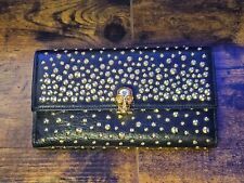 Alexander Mcqueen Tachonado Calavera Dorado Negro Cuero Real Monedero Cartera PVP£450 segunda mano  Embacar hacia Argentina