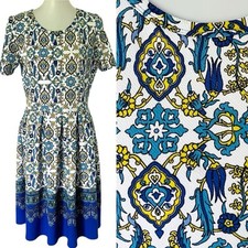 Vestido LuLaRoe Amelia XL multicolorido peça ousada comprimento do joelho bolsos, usado comprar usado  Enviando para Brazil
