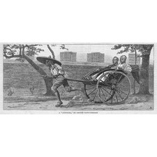 CHINA A Jinrikisha ou carrinho de mão chinês - Estampa antiga 1883 comprar usado  Enviando para Brazil