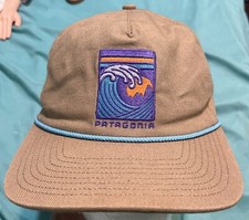 Chapéu de pé PATAGONIA visor bege marrom Hokusai Wave patch etiqueta excelente estado usado, usado comprar usado  Enviando para Brazil
