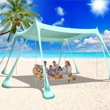Toldo grande para tienda de campaña de playa, sombra 10x10 pés 4 polos turquesa comprar usado  Enviando para Brazil