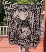 Cobertor de tapeçaria tecido lobo vintage por Crown Crafts 60" X 47", usado comprar usado  Enviando para Brazil