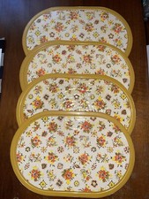 Conjunto de 4 tapetes de mesa de plástico vintage ouro amarelo laranja design de casas de flores comprar usado  Enviando para Brazil