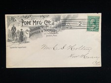 MA BOSTON 1890 COVER #213 ILLUS HIGH WHEEL BICYCLE AND TRICYCLE, usado comprar usado  Enviando para Brazil