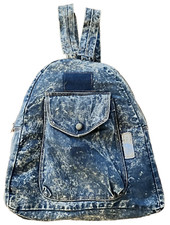 Mochila jeans vintage anos 80 lavagem ácida azul grunge desbotada bolsa jeans festival boho retrô comprar usado  Enviando para Brazil