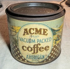 VINTAGE MARCA ACME CAFÉ EMBALADO A VÁCUO LOJAS AMERICANAS CO PHILADELPHIA LATA DE 1 LB comprar usado  Enviando para Brazil