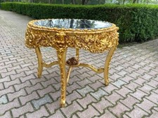 Mesa de jantar central armação dourada barroca italiana com tampo de mármore preto exclusivo comprar usado  Enviando para Brazil