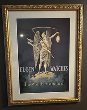 Vintage Elgin Relógio de Bolso Publicitário Impressão Litográfica Fosco e Emoldurado com Vidro comprar usado  Enviando para Brazil