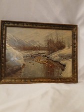Estampa vintage 1940 em moldura antiga "The First Thaw" por: Peder Mork Monsted... comprar usado  Enviando para Brazil