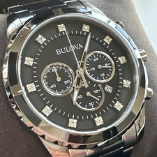 Usado, Relógio masculino Bulova cronógrafo diamantes quartzo mostrador esfregão aço inoxidável 98D133 comprar usado  Enviando para Brazil