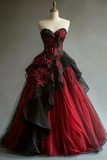 Vestido de formatura gótico vampiro vermelho escuro/preto namorada linha A vestido de noite vintage comprar usado  Enviando para Brazil