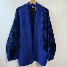 Cardigã vintage Gibi Roma mohair de lã feito na Itália suéter aberto tamanho 12 azul, usado comprar usado  Enviando para Brazil