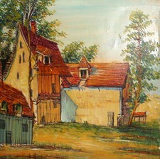Usado, PINTURA A ÓLEO IMPRESSIONISTA VINTAGE PAISAGEM RURAL CASAS ANTIGAS comprar usado  Enviando para Brazil