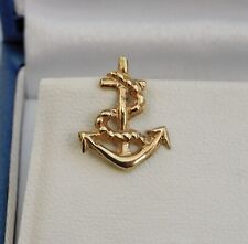 DESLUMBRANTE RARO CRACHÁ DE ALFINETE DE LAPELA COM TEMA MARINHO ÂNCORA E CORDA OURO AMARELO 9 QUILATES - 0,6 g, usado comprar usado  Enviando para Brazil
