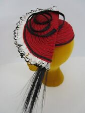 Sombrero Diane Harty Whimsy Pluma Percher De Colección Años 90 Rojo Negro Cóctel segunda mano  Embacar hacia Argentina