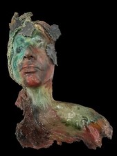 Máscara de redemoinho resistente a resinas escultura facial mulher pátina estúdio de parede arte 15" altura, usado comprar usado  Enviando para Brazil