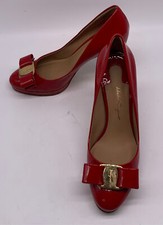 Usado, Salvatore Ferragamo Feminino Couro Patente Vermelho Vera Mini PlatForm Salto Alto tamanho 6 C comprar usado  Enviando para Brazil