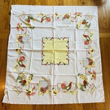 Toalha de mesa vintage MCM galo cartão quadrado retrô fazenda Cottagecore, usado comprar usado  Enviando para Brazil